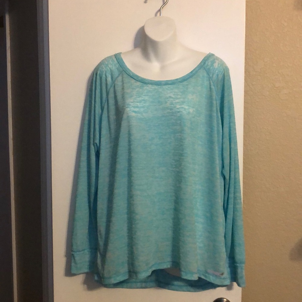 Slightly sheer turquoise flowing T - Shirt